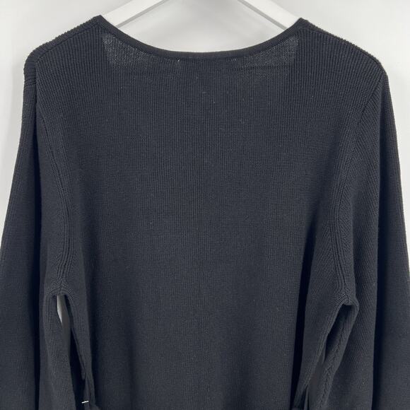 Sam Edelman Balloon Long Sleeves V-Neck Ribbed Knit Sweater Dress Black‎ Size XL - Picture 6 of 9